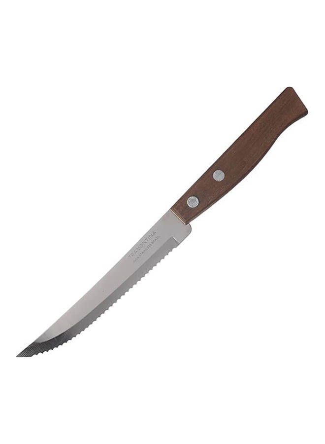 Stainless Knife With Wooden Handle Brown
