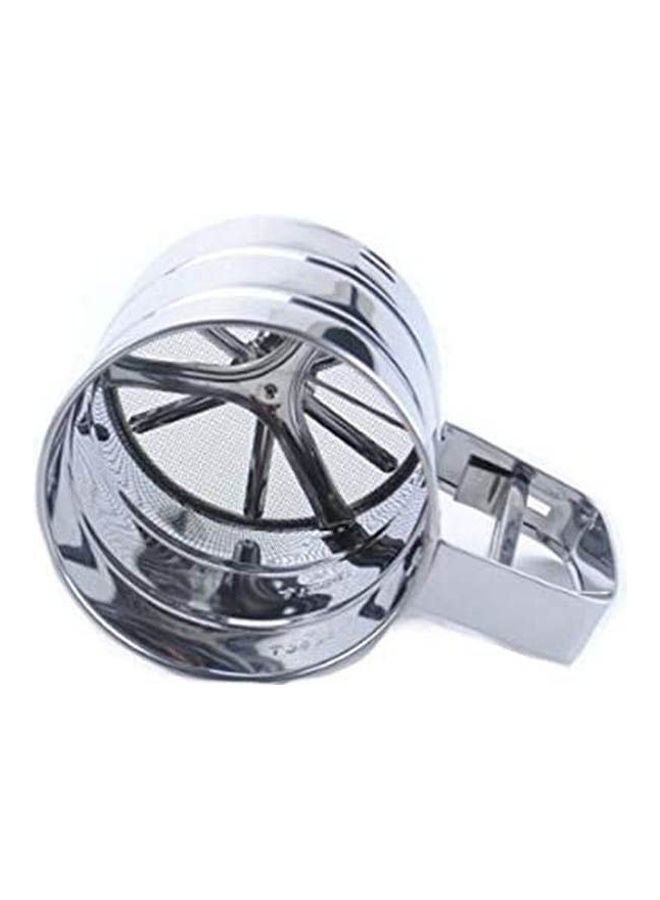 Stainless Mesh Sifter Mechanical Baking Icing Sugar Shaker Sieve Tool Silver - Image 1
