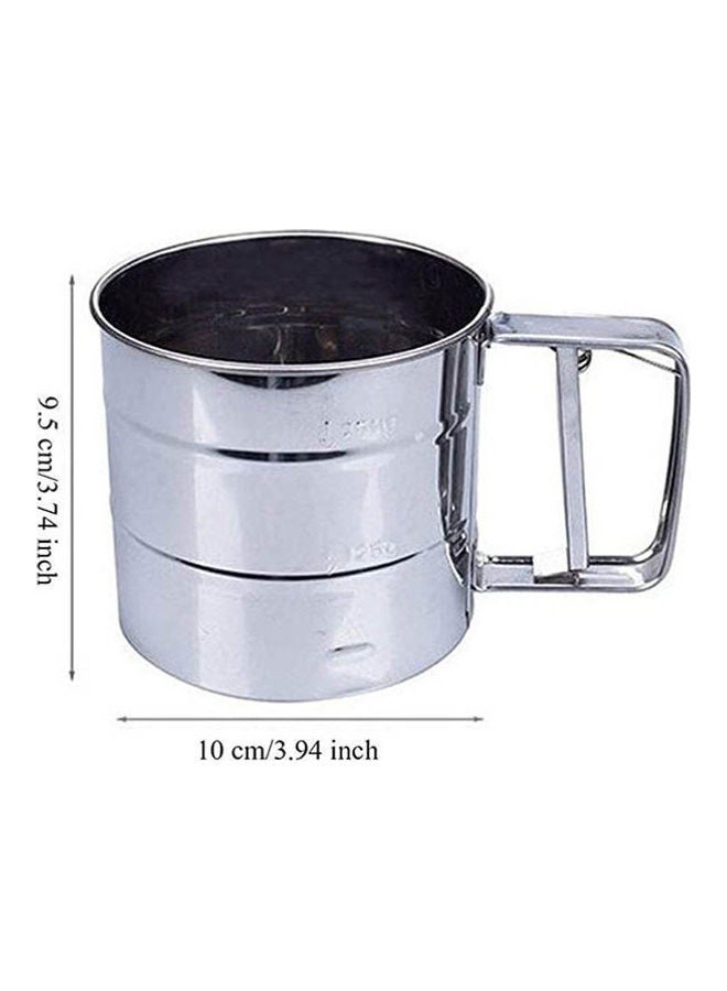 Stainless Mesh Sifter Mechanical Baking Icing Sugar Shaker Sieve Tool Silver - Image 2