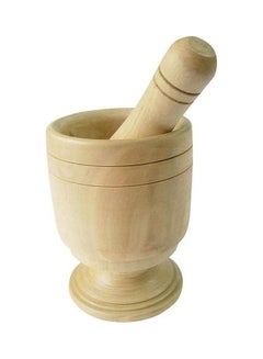 Wooden Mortar and Pestle For Kitchen Beige