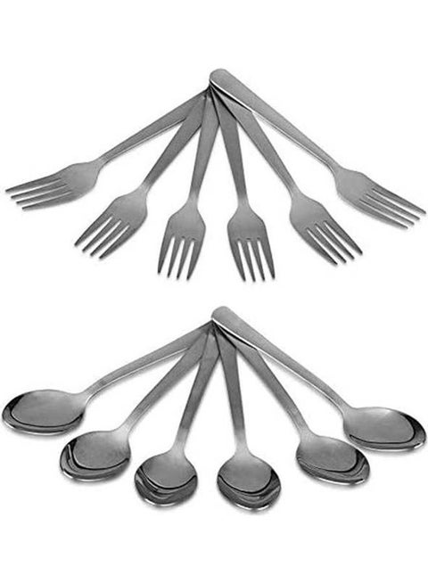 Spoon and Fork Set 48 Pieces 24 Large and 24 Small Silver