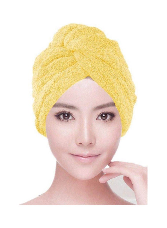 Dry Hair Cap Towel Bath Hair Dry Turban Yellow - Image 2