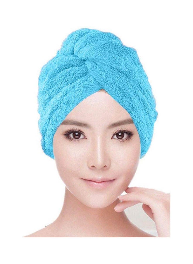 Dry Hair Cap Towel Bath Dry Turban Blue - Image 2