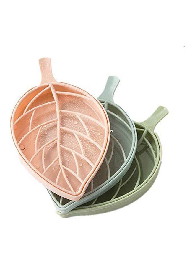 3Pcs Double Layer Leaf Shape Soap Dish Tray Multicolour - Image 1