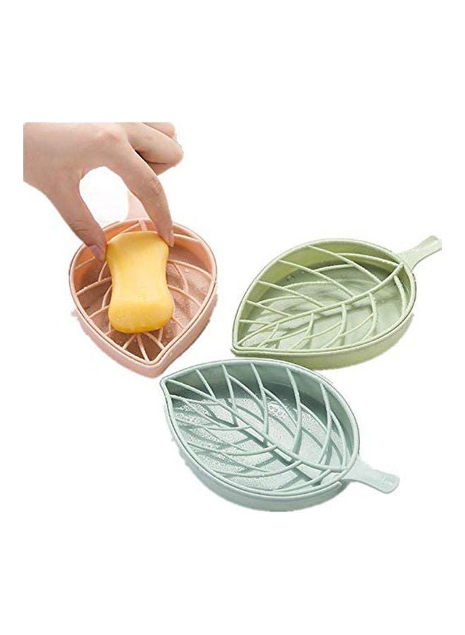 3Pcs Double Layer Leaf Shape Soap Dish Tray Multicolour - Image 2