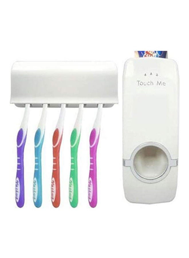Creative Automatic Toothpaste Dispenser With Toothbrush Holder White  - Image 2