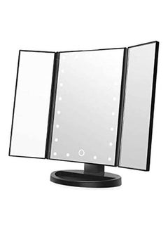 Generic 180 Degree Free Rotation Table Countertop Cosmetic Bathroom Mirror Led Lighted Vanity Mirror Make Up Tri-Fold With 21Pcs Lights Black  - Image 1