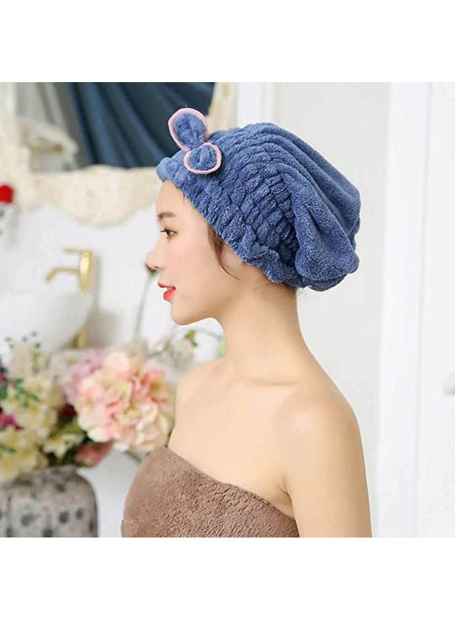 Quick Dry Hair Cap Hair Hat Hair Towel Hair Turban Bath Towel Home Hotel Wash Hair Blue - Image 2