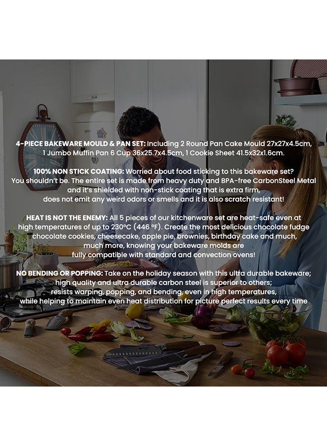 Penguen 4-Piece Bakeware Set Gold 27 x 27 x 4.5cm - Image 5