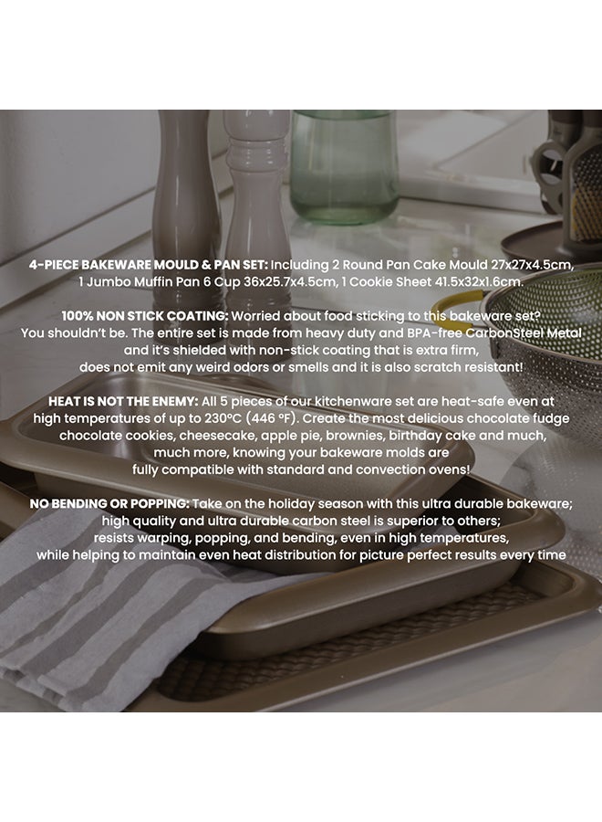 Penguen 4-Piece Bakeware Set Gold 27 x 27 x 4.5cm - Image 4