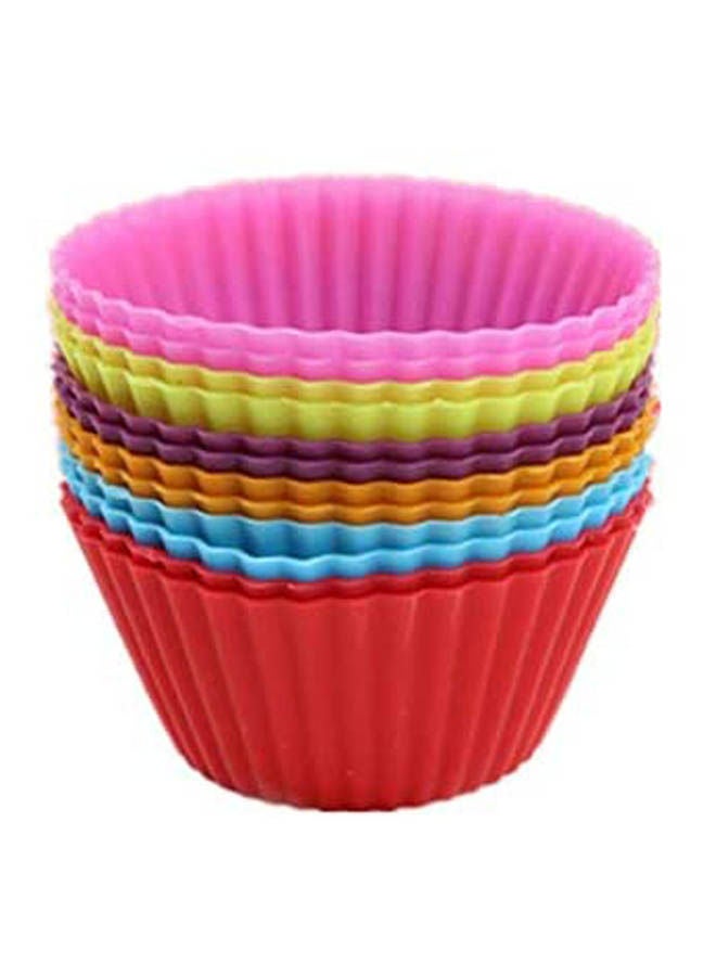 قوالب كب كيك سيليكون قوالب مافن قوالب كب كيك (12 كوب دائري) غير لاصقة، مقاومة للحرارة حتى 480 درجة فهرنهايت قوالب خبز، آمنة غذائيًا - Image 1