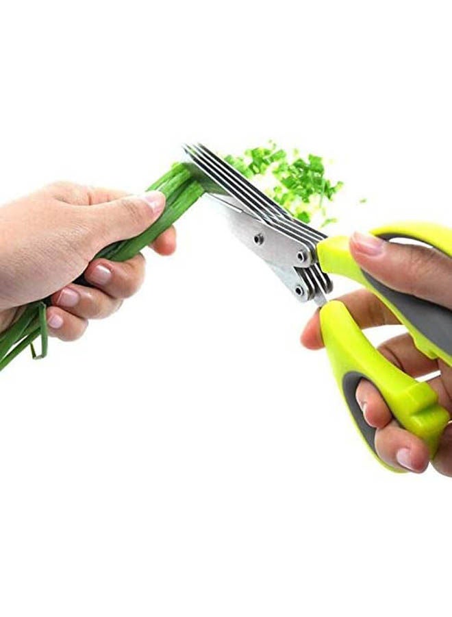 Multipurpose Kitchen Scissors 5 Blades With Cleaning Comb Green  - Image 2