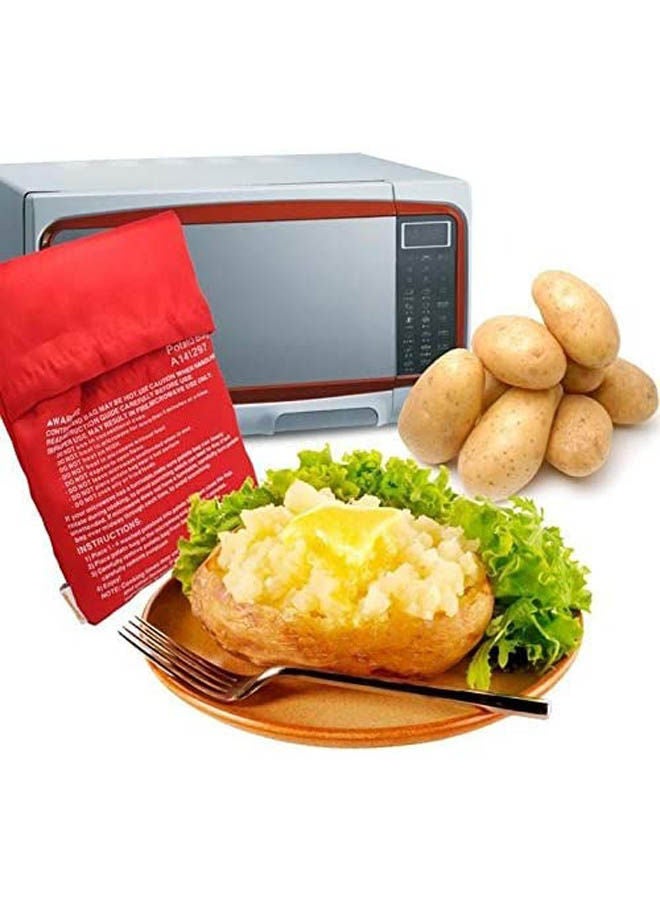 Potato Microwave Cooking Bag Washable Cooker Bag Baked Potato Quick Fast Red - Image 2