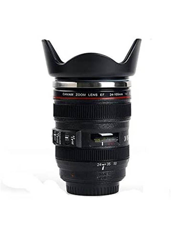 Camera Lens Travel Thermos Mug Stainless Steel Tumbler Black - Image 1