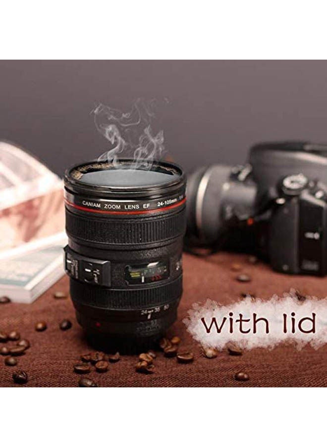 Camera Lens Travel Thermos Mug Stainless Steel Tumbler Black - Image 2