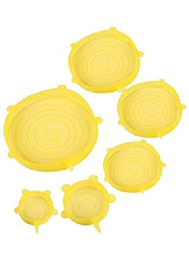 Generic Durable & Expandable Reusable Food Saver Covers Set Yellow 8cm 