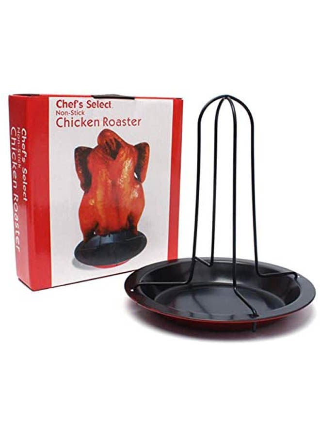 Stainless Steel Upright Chicken Roaster Rack With Bowl Black 
