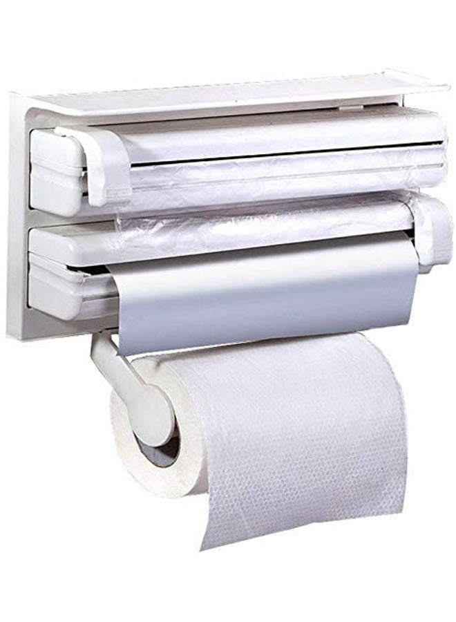 Triple Holder For Tissue, Nylon And Aluminum Foil White 