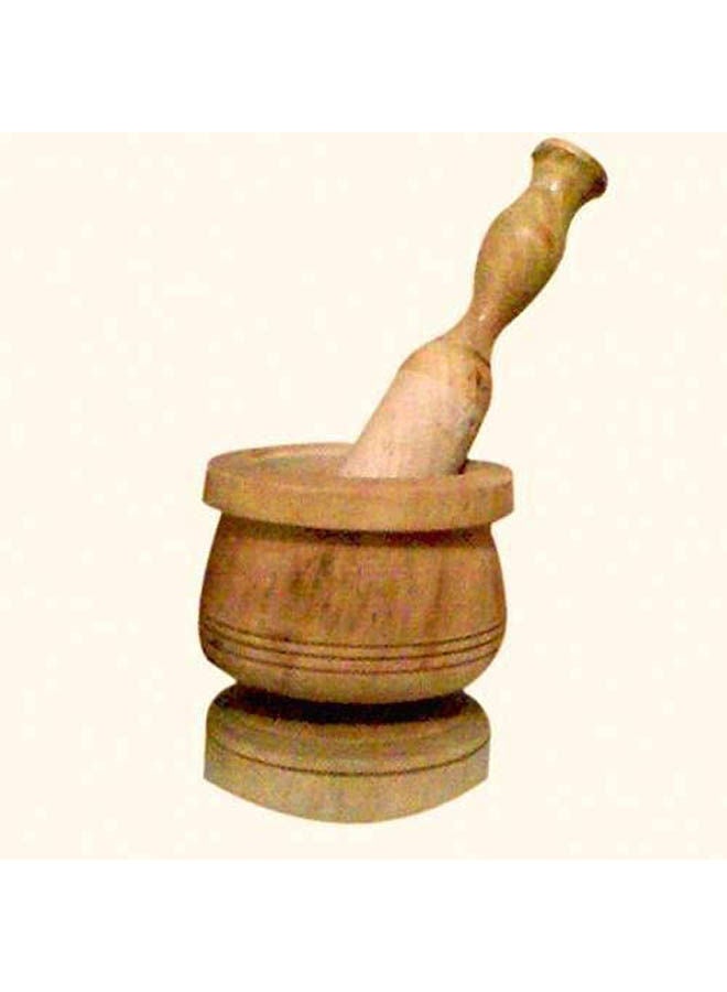 Wood Mortar And Pestle Set Beige 