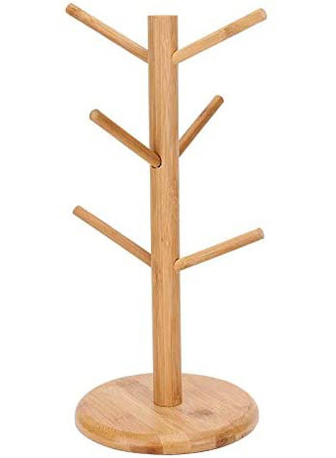 Wooden Mug Cup Tree Holder Stand Beige