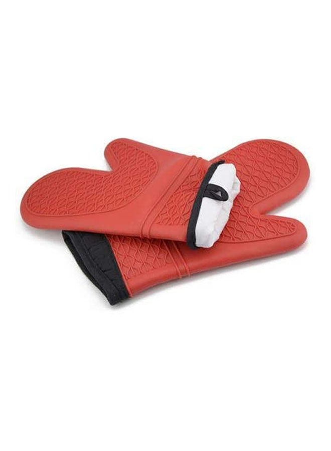 Extreme Heat Resistant As Bbq Gloves Kitchen Microwave Oven Glove Silicone Grill Armor Oven Gloves - Red Red 