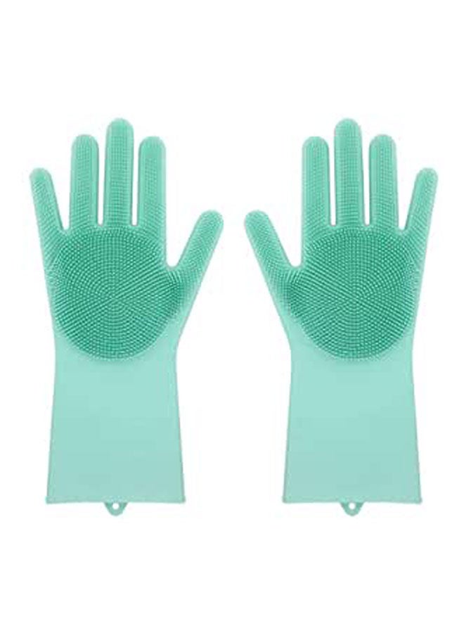 Green Food Grade Dishwashing Gloves Silicon Dishes Cleaning Gloves Green  - Image 1