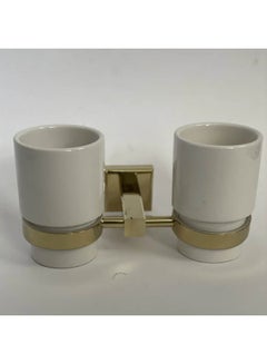 سياج Double Toothbrush Holder – Stylish & Durable Storage for Two Toothbrushes, Ideal for Bathroom Organization(Model 80252) Gold  - Image 2
