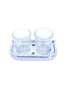 Siag Double Toothbrush Holder – Compact & Elegant Design for Two Toothbrushes, Perfect for Bathroom Storage Silver 