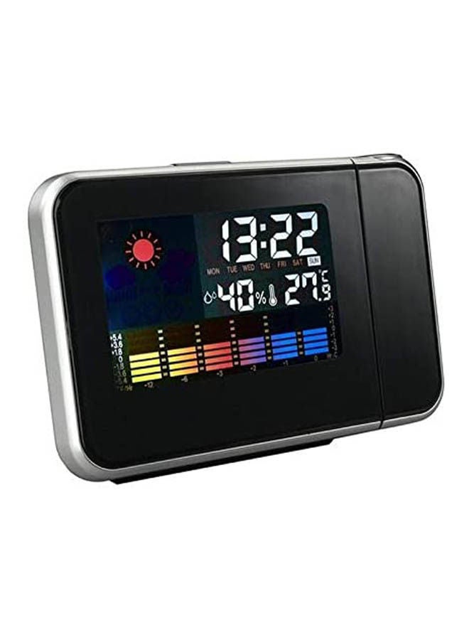 Color Screen Electronic Clock Temperature Monitor With Digital Clock And Alarm Clock, Calendar, Voice Control Backlight, Lcd Screen Indoor Temperature And Humidity Monitor Black - Image 1