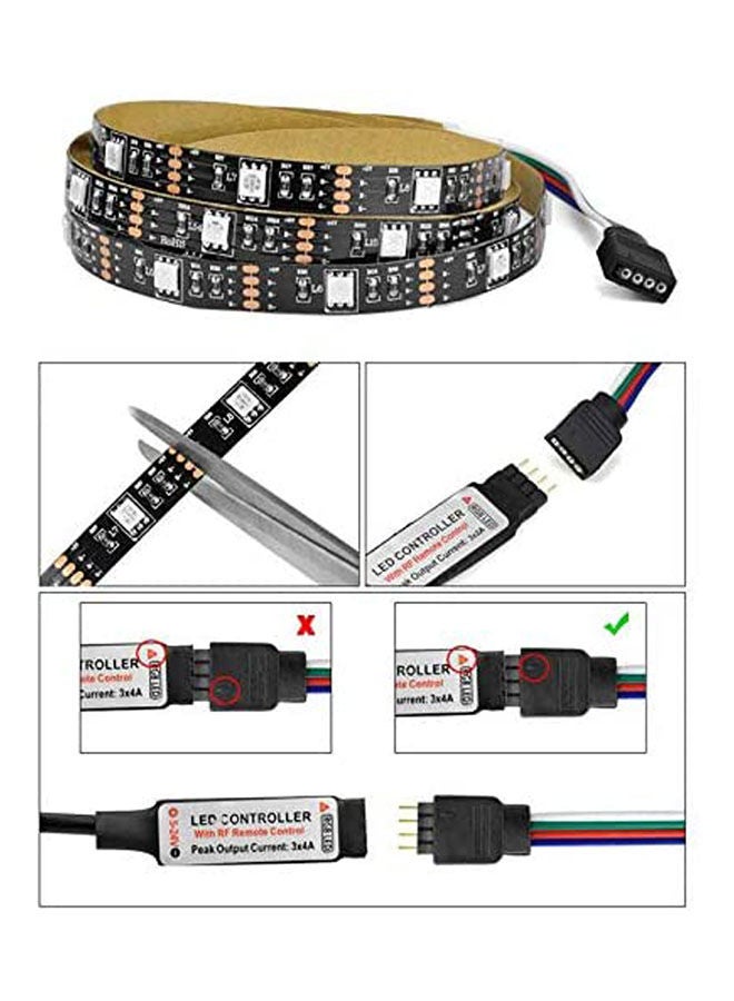 Led Strip Lights Kit Waterproof With 24 Key Remote Controller Flexible Changing Multicolour