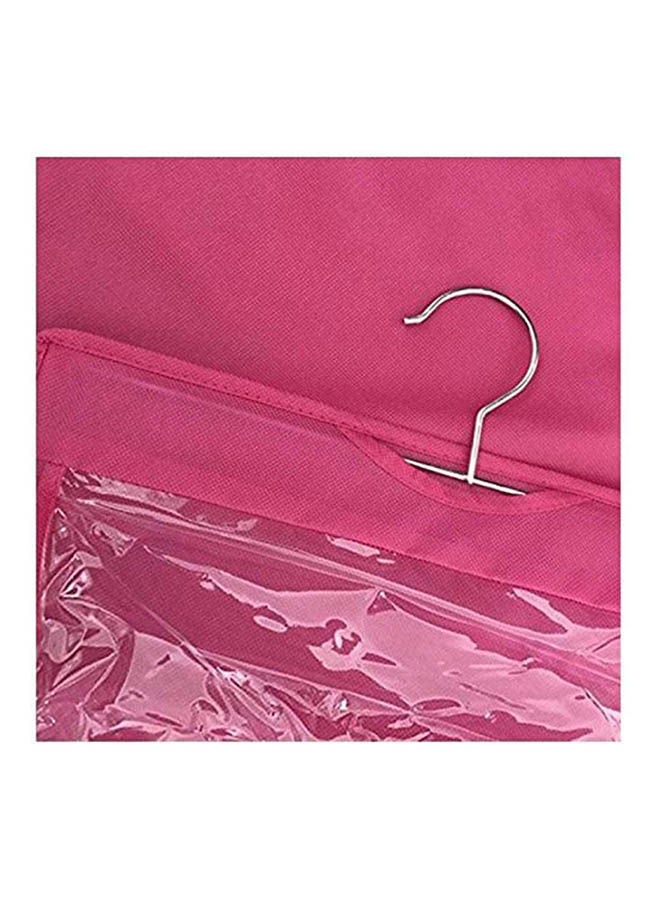 6 Pockets Handbag Hanging Purse Storage Anti-Dust Cover Large Clear Bag Holder Organizer Closet Rack Hangers Save Space Pink  - Image 2