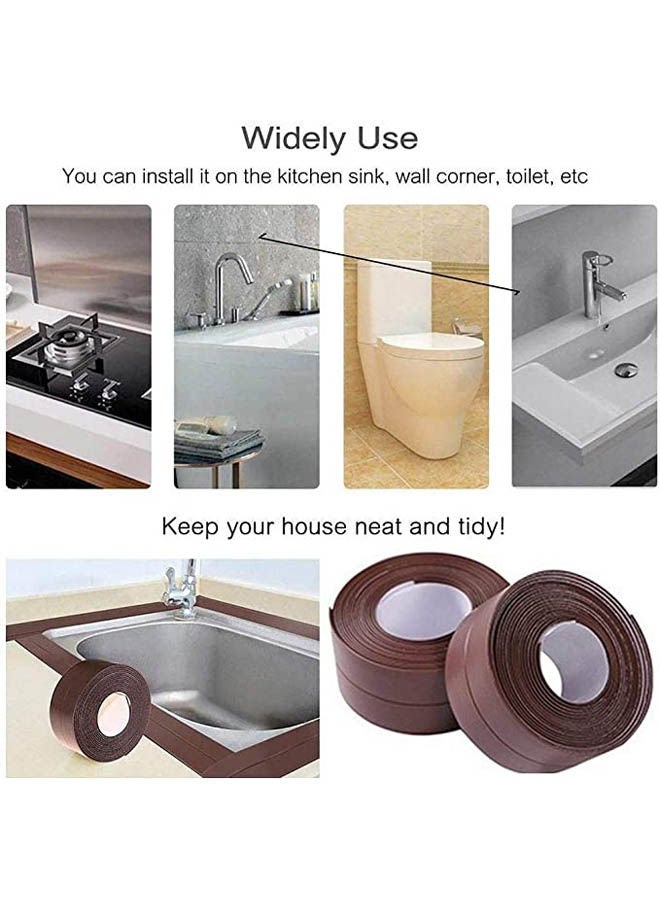 2 Pack Caulk Strip Pe Self Adhesive Tape For Bathtub Bathroom Shower Toilet Kitchen Wall Waterproof Mildewproof Sealing Tape Brown 320 X 3.8cm  - Image 2