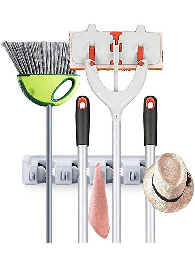 Mop And Broom Holder Wall Mount Grey  - Image 2