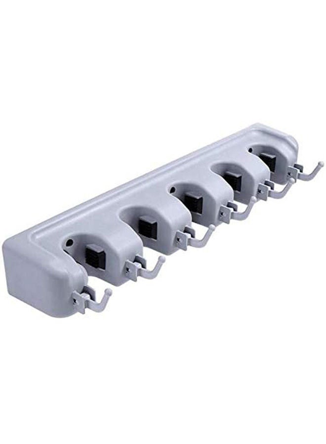 Mop And Broom Holder Wall Mount Grey 9x42cm  - Image 1