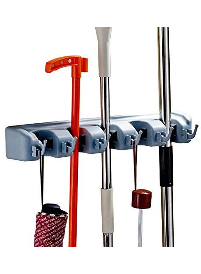 Mop And Broom Holder Wall Mount Grey 9x42cm  - Image 2