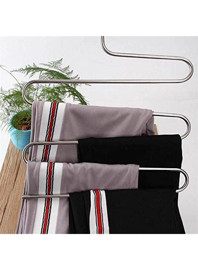 Pants Rack Trousers Framework Non Slip Clothes Hangers 5Pcs Silver 36x40cm  - Image 2