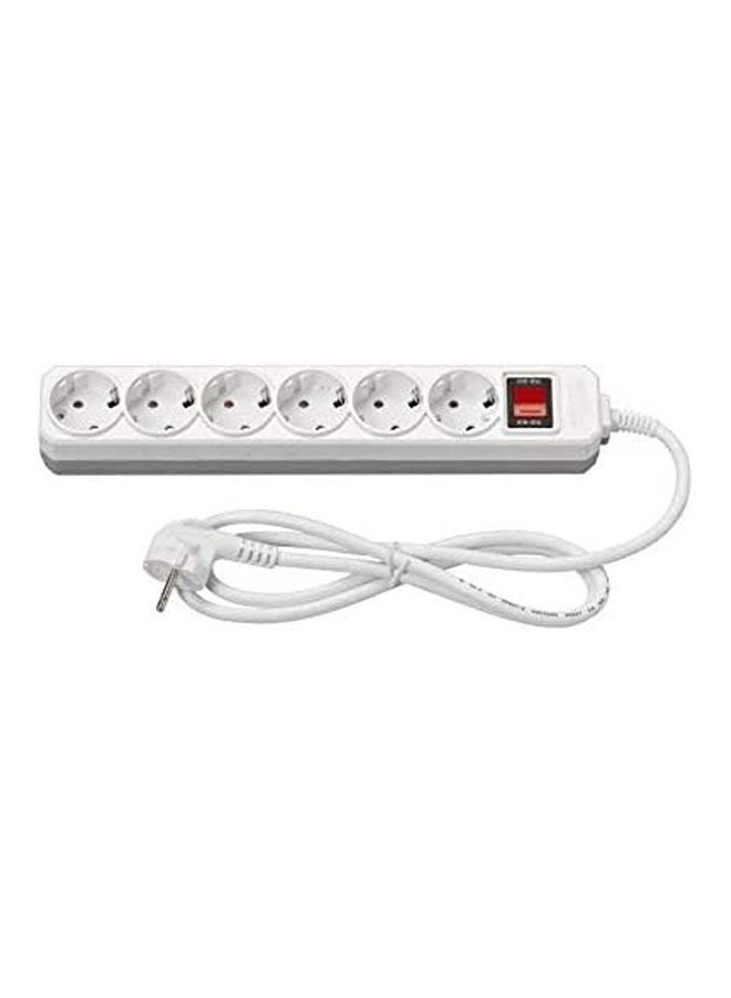 Generic Power Strip Extension Board Cord 6 Sockets With Master Illuminated Switch White 5meter 