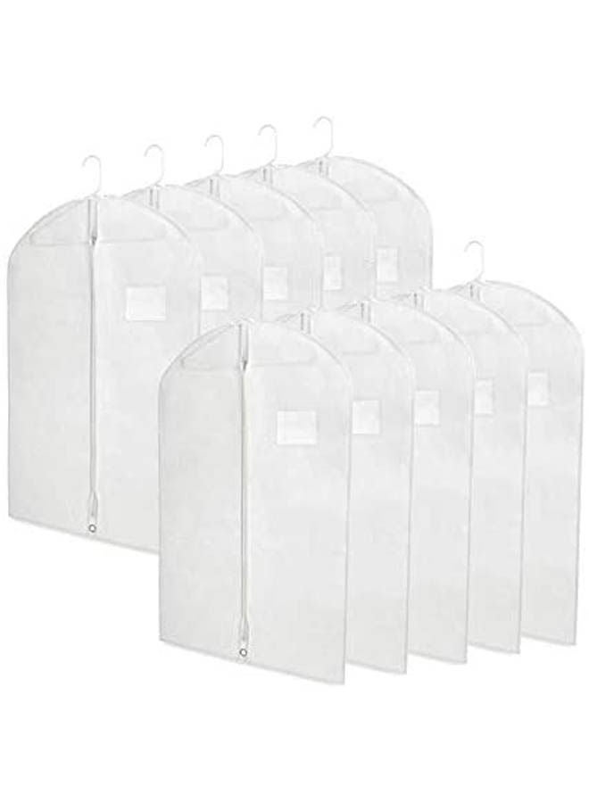 Breathable Garment Bags For Storage Of Suits Or Dresses, Dance And Recital Costumes With Zipper & Transparent Window Pack Of 10 White  - Image 1