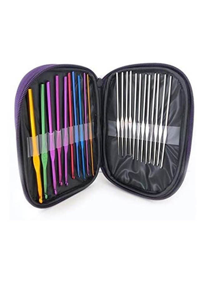 Crochet Hook Kit Metal Sewing Needles 22 Pieces Knitting Needles Weave Sweater Multicolour