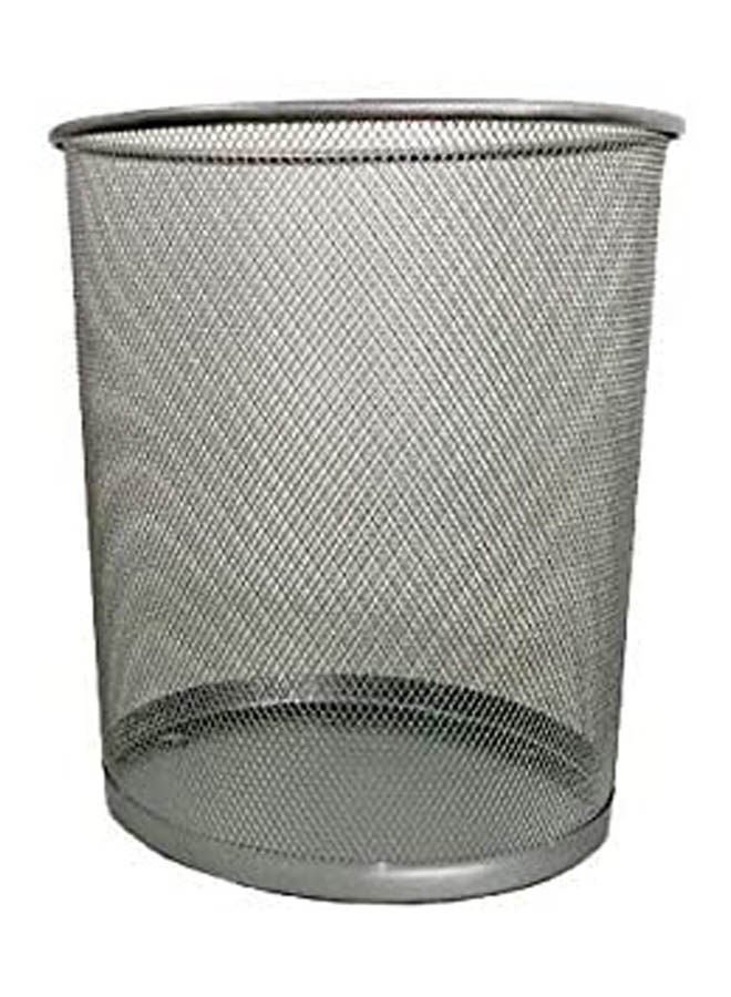 Deluxe Metal Mesh Waste Basket Round Medium Silver Black