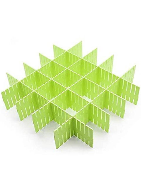 4 Pcs Plastic Diy Grid Drawer Divider Panel Household Storage Organizer Partition Green