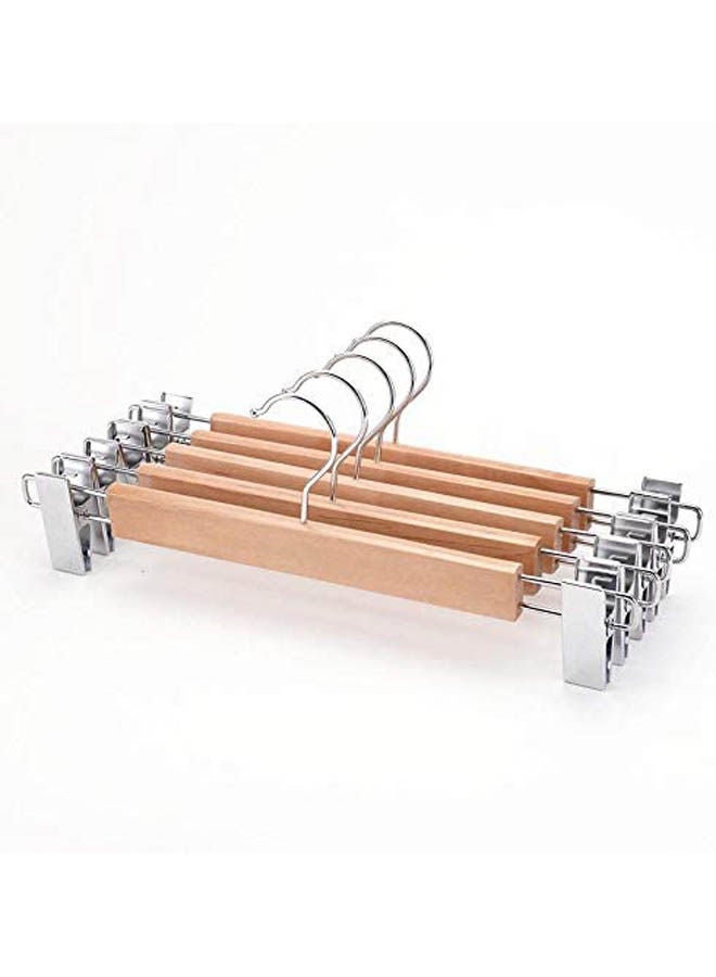 4Pcs High-Grade Synthetic Wooden Pants Rack Large Configuration Wood Pants Pants Slip Hanger Beige - Image 1