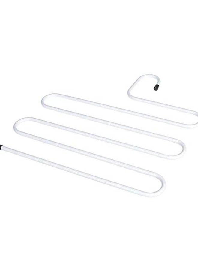 5 Layers S Shaped Pants Trouser Hangers Rack Space Saver Organizer Hanging Ties Scarves Belts White 