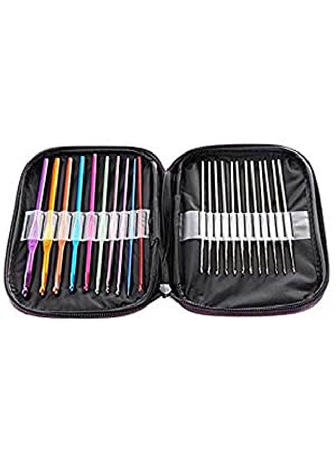 22Pcs Mixed Aluminum Handle Crochet Hooks, Ergonomic Knitting Knit Needles, Weave Yarn Set Multicolour - Image 1