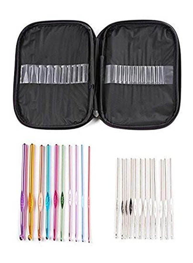 22Pcs Mixed Aluminum Handle Crochet Hooks, Ergonomic Knitting Knit Needles, Weave Yarn Set Multicolour - Image 2