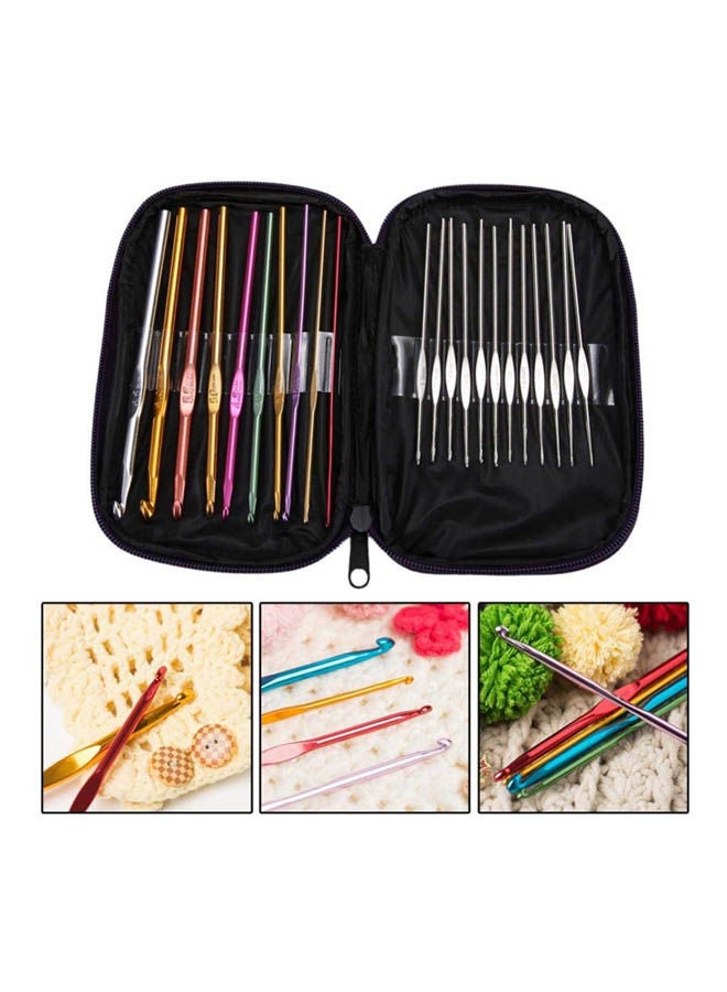 22Pcs/Set Multi-Colour Aluminum Crochet Hooks Needles Knit Weave Craft Yarn Sewing Tools Crochet Hooks Knitting Needles Multicolour - Image 2