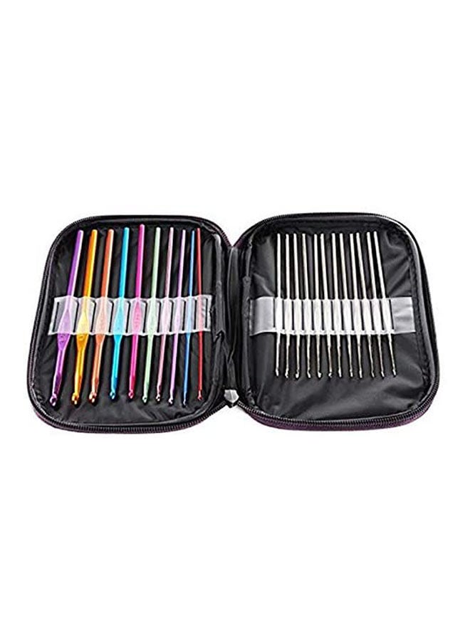 Aluminum Handle Crochet Hooks Knitting Knit Needles Weave Yarn 22 Pcs Multicolour - Image 2