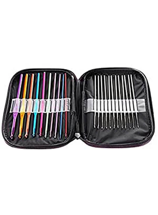 22 Pieces Mixed Aluminum Handle Crochet Hooks Knitting Knit Needles Weave Yarn Set Multicolour - Image 1