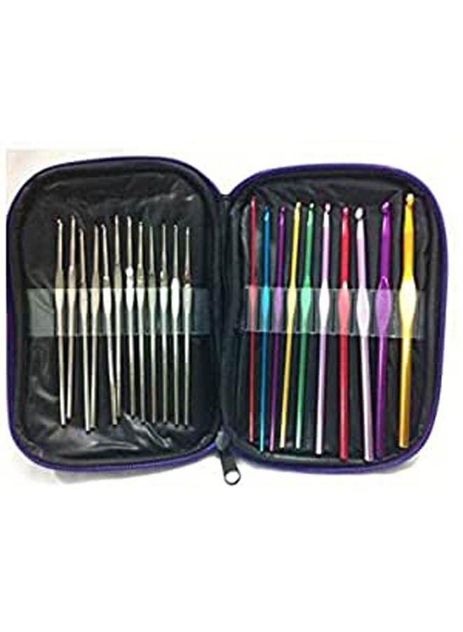 22Pcs Aluminum Crochet Hooks Set Needles Multicolour - Image 1