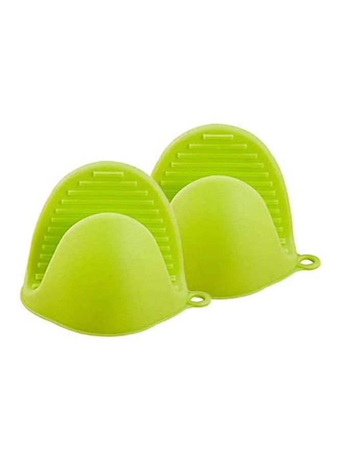High Temperature Heat Insulation Anti-Slip Baking Oven Microwave Dish Clamp Silicone Gloves Green  - Image 1